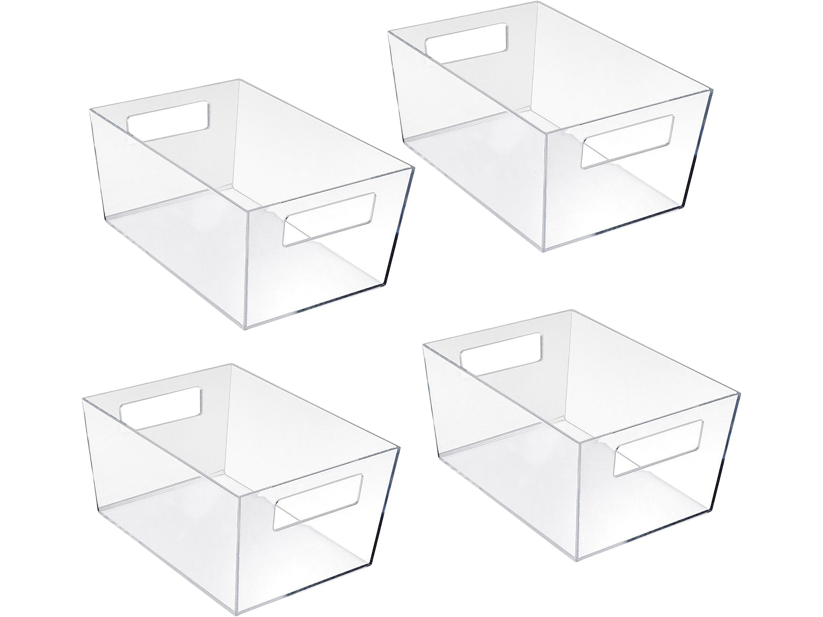 Azar Large Open Lid Storage Tote, Clear, 4/Pack (556237-4PK)