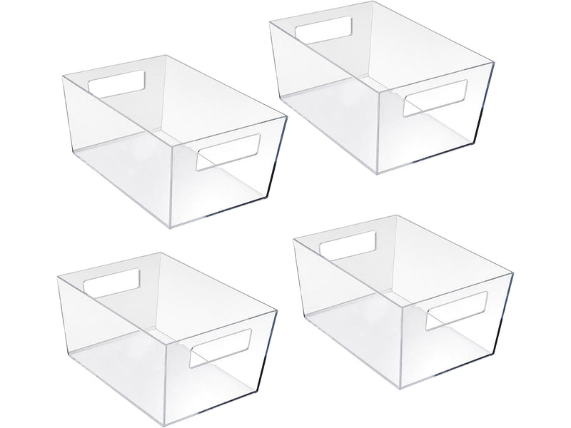 Azar Large Open Lid Storage Tote, Clear, 4/Pack (556237-4PK)