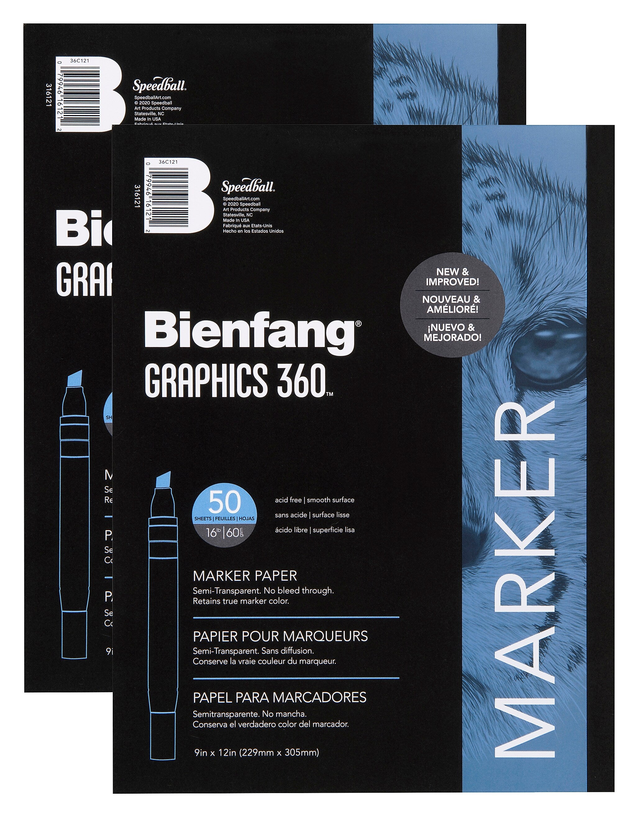 Bienfang Graphics 360 100% Rag Translucent Marker Paper 9 in. x 12 in. pad of 50 [Pack of 2](PK2-316121)