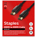 Staples TECH 6 ft. HDMI to HDMI Audio/Video Cable, Male to Male, Black (ST62477)