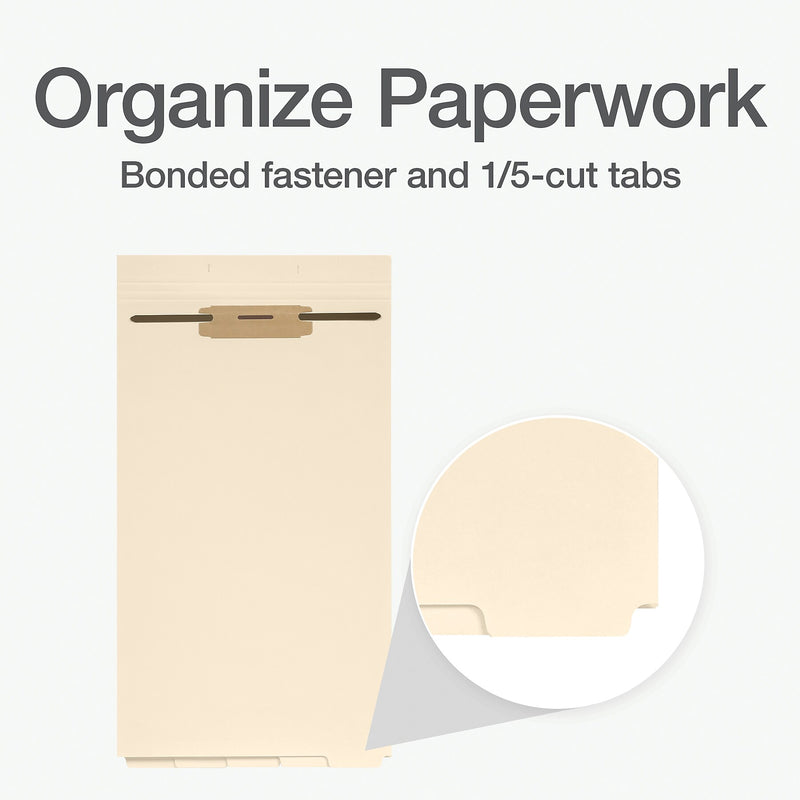 Pendaflex Filing Dividers with Bonded Fastener, Bottom 1/5-Cut Tabs, Legal Size, Manila, 50/Pack (1007068)