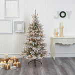 Nearly Natural 6-ft Flocked West Virginia Spruce Artificial Christmas Tree with 300 Clear Lights (T1901)