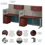Bush Business Furniture Office in an Hour 63"H x 129"W 2 Person In-Line Cubicle Workstation, Hansen Cherry (OIAH005HC)