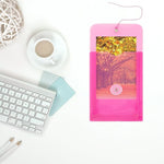 JAM Paper Premium Plastic Filing Envelope with Button & String Closure, 4 1/4" x 6 1/4", Fuchsia Pink, 3/Pack (473B1FUX3)