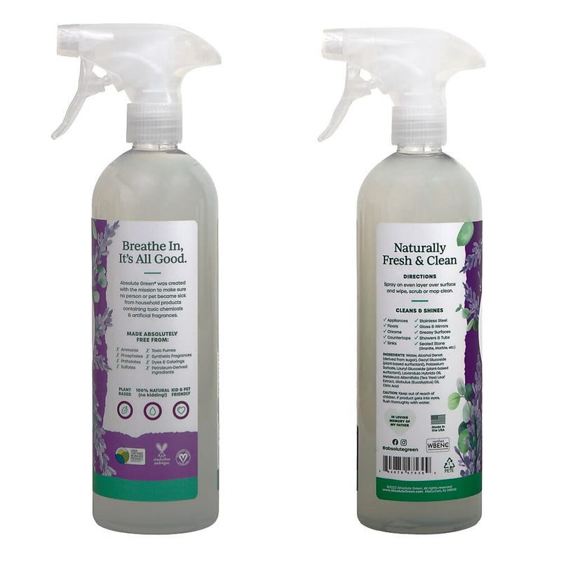 Absolute Green Eco-Friendly All-Purpose Cleaner, Lavender Spa Scent, 25 Fl Oz., 6/Carton (AG27-ST-6)