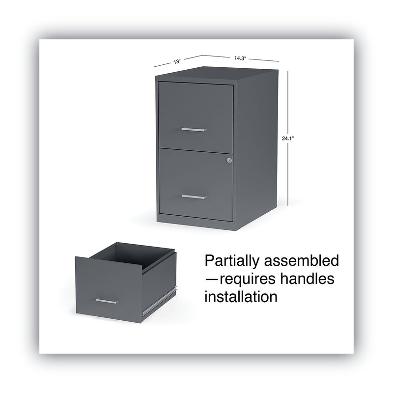 Alera® Soho 2 File-Drawer Vertical Standard File Cabinet, Letter Size, Lockable, 24.1"H x 14"W x 18"D, Charcoal (2806760)