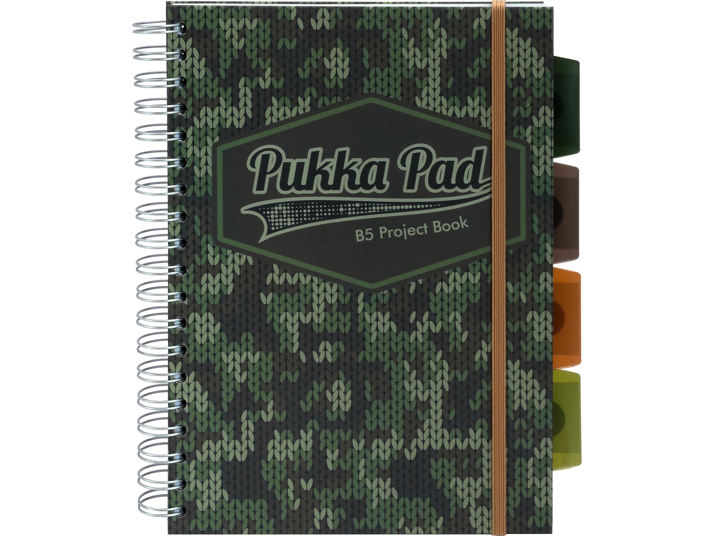 Pukka Pad Camo Knit B5 5-Subject Notebooks, 7" x 10", Ruled, 100 Sheets, Green, 3/Pack (9756-CAM)