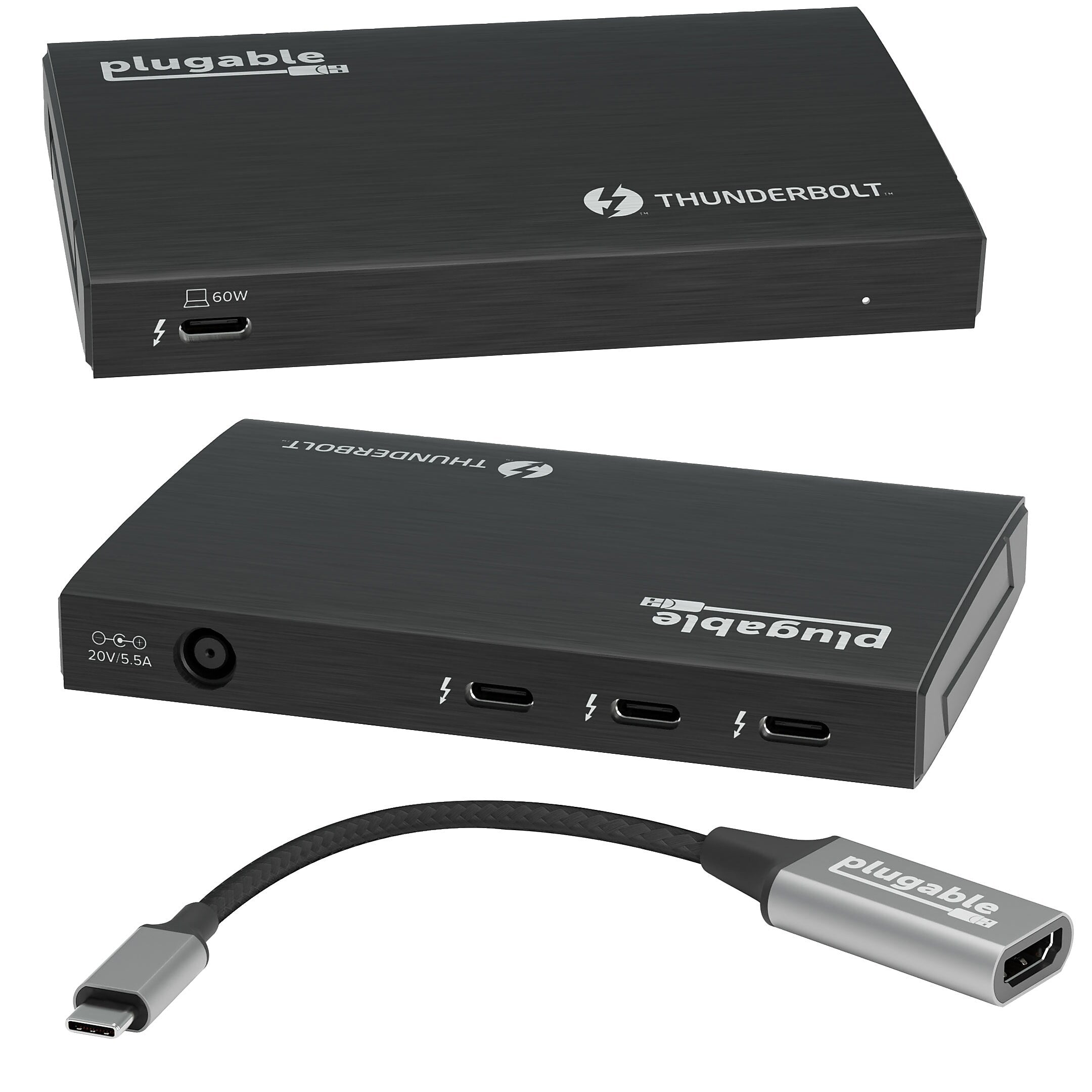 Plugable 4-Port USB-C Hub, Black (TBT4-HUB3C)