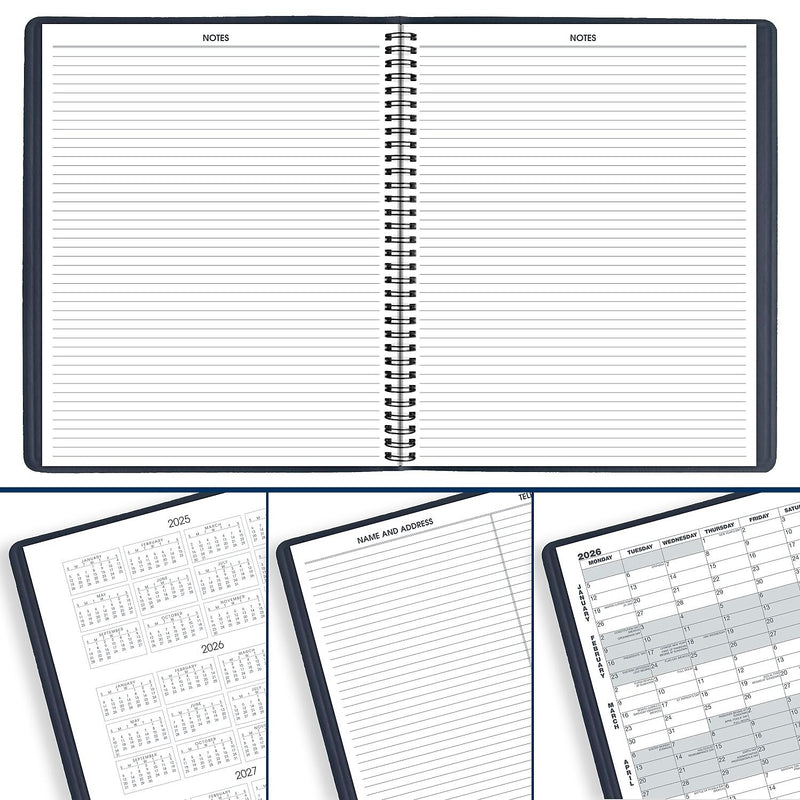 2026 AT-A-GLANCE 9" x 11" Calendar Year/Monthly Planner, Faux Leather Cover, Navy (70-260-20-26)