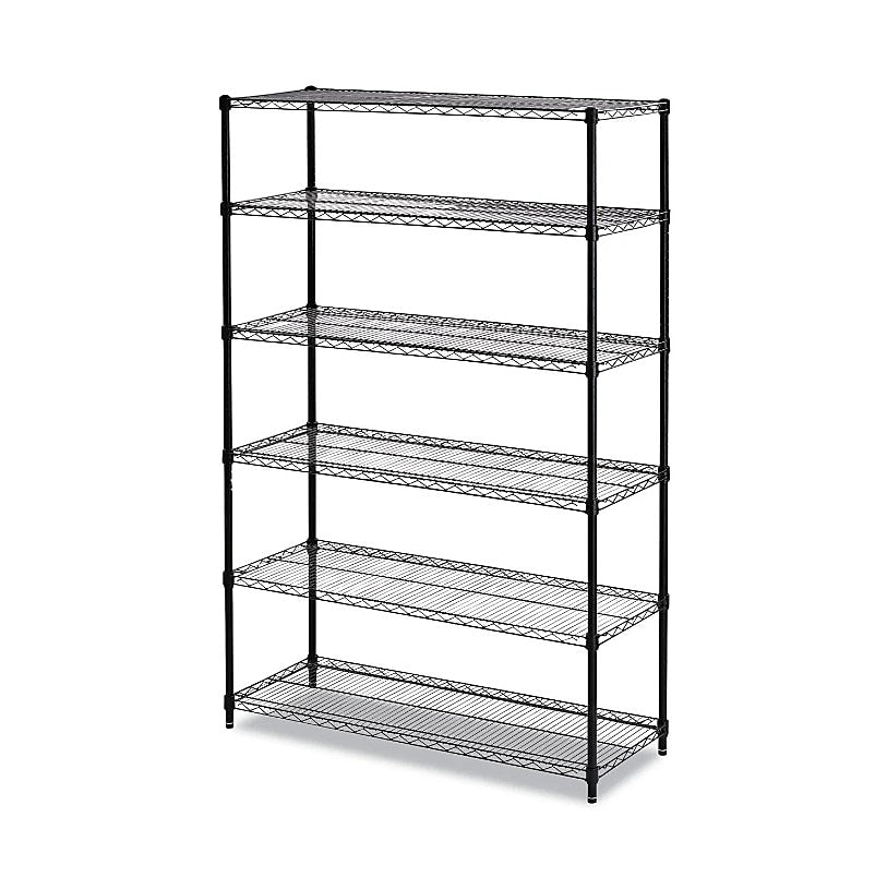 Alera Commercial Wire Shelving, Six-Shelf, 48w X 18d X 72h, Black