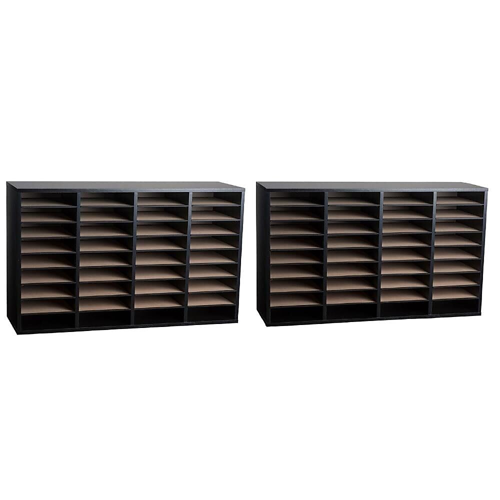 AdirOffice 500 Series 36 Compartment Literature Organizers, 39.3" x 11.8", Black, 2/Pack (500-36-BLK-2PK)