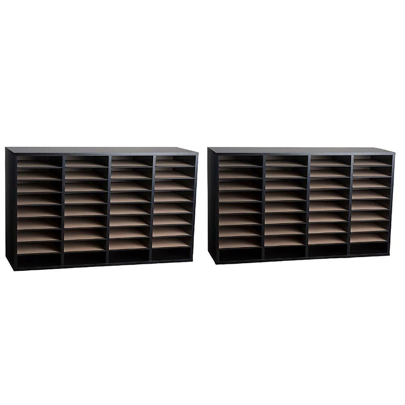 AdirOffice 500 Series 36 Compartment Literature Organizers, 39.3" x 11.8", Black, 2/Pack (500-36-BLK-2PK)