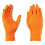GloveWorks by AMMEX Heavy-Duty Industrial Gloves, Powder-Free, 8 mil, Large, Orange, 100 Gloves/Box, 10 Boxes/Carton