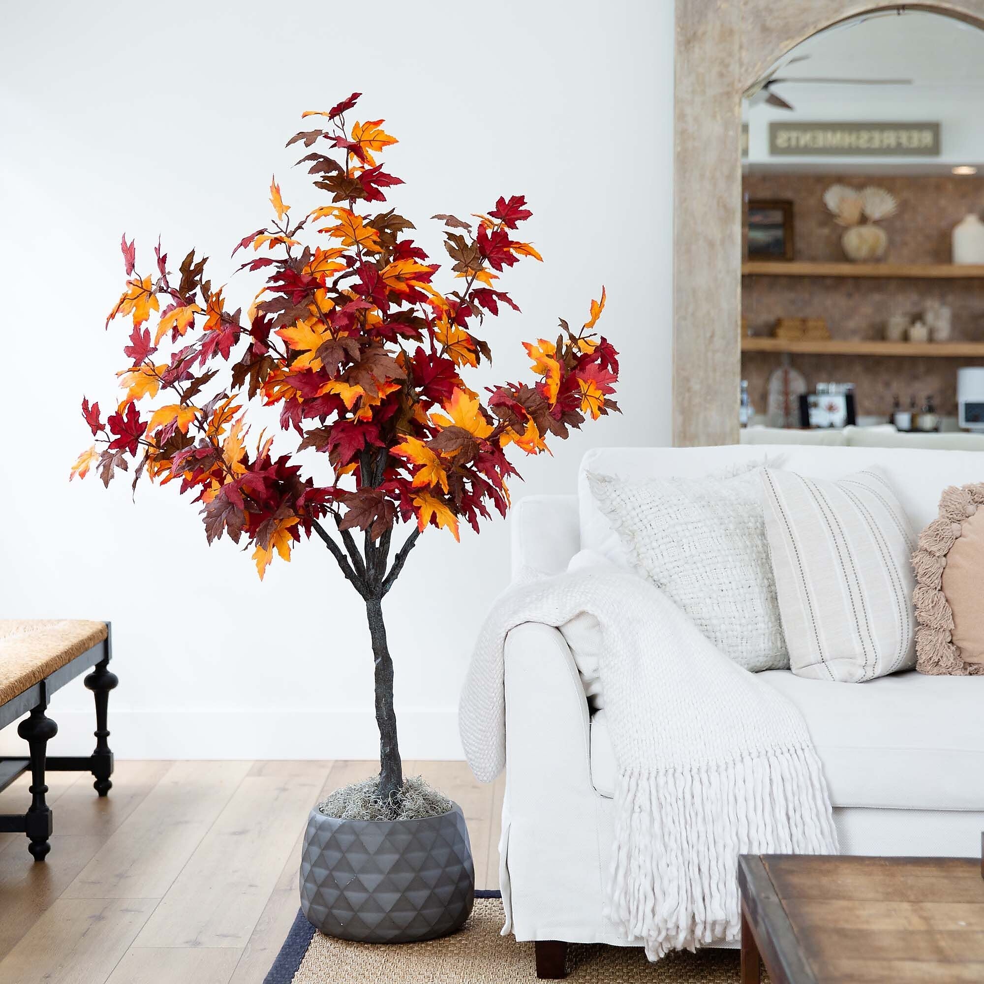 Nearly Natural 5' Autumn Smoky Maple Artificial Fall Tree (T4826)