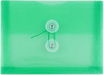 JAM Paper Premium Plastic Filing Envelope with Button & String Closure, Green, 3/Pack (920B1GRX3)