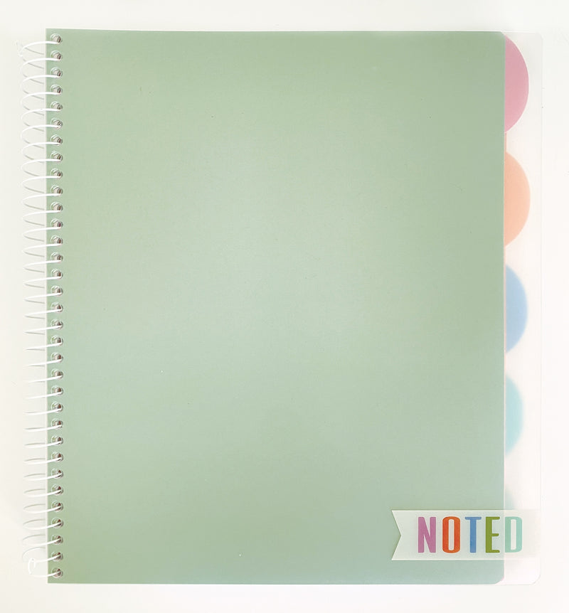 Carolina Pad Noted Premium 5-Subject Subject Notebooks, College Ruled, 150 Sheets, Assorted Colors (17514)