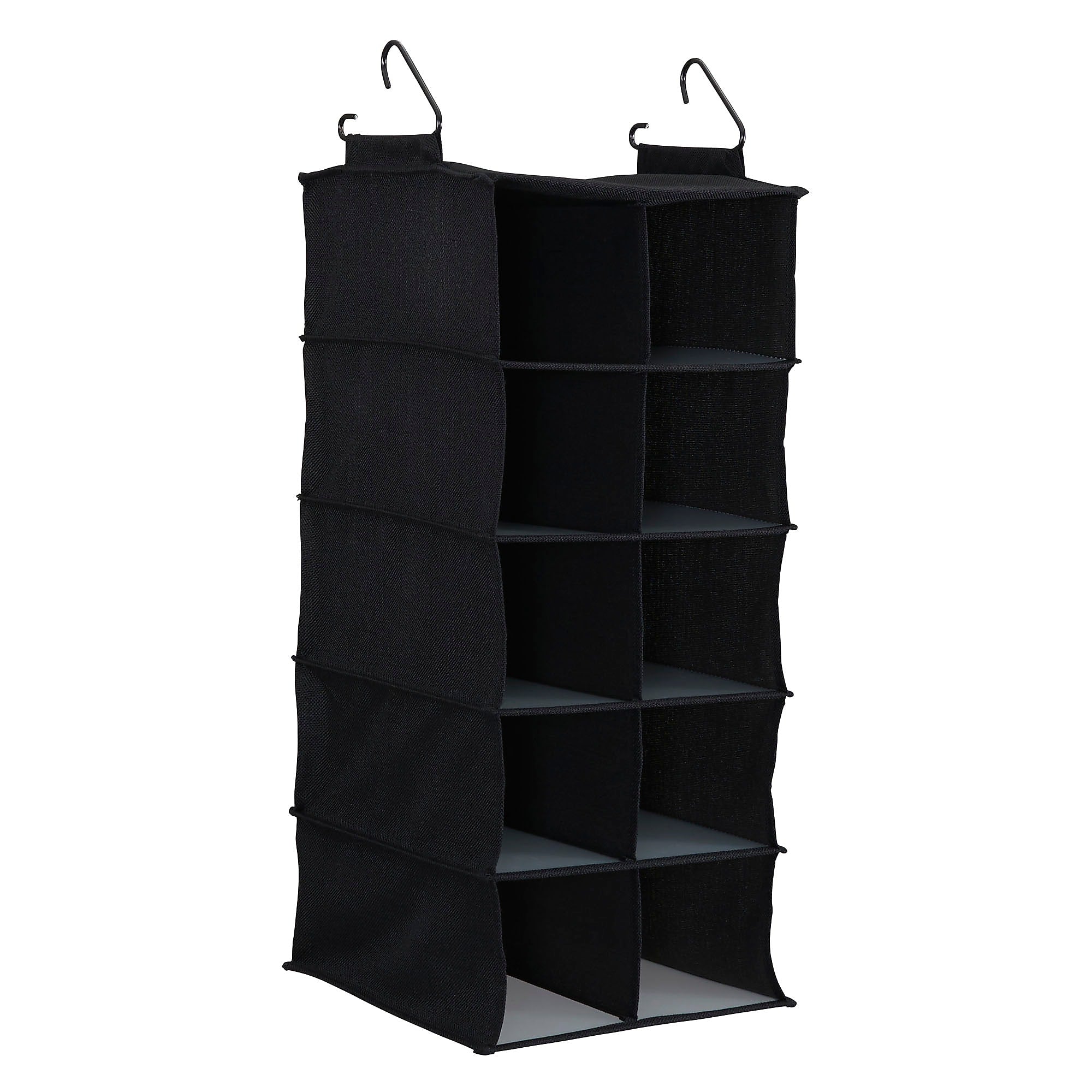 Household Essentials Hanging Shoe Organizer with 10 Pockets, Black (7610-1)