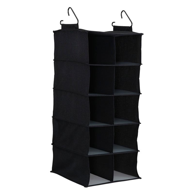 Household Essentials Hanging Shoe Organizer with 10 Pockets, Black (7610-1)