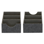 Household Essentials 3-Compartment Drawer Organizers, Graphite Linen, 2/Pack (7574-1)