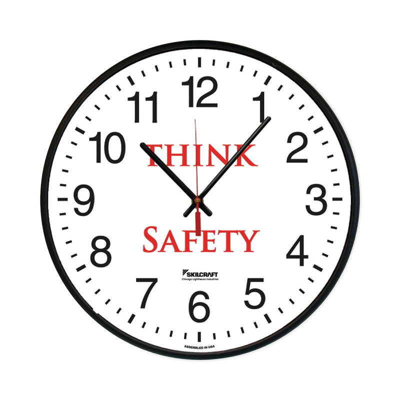 AbilityOne 6645016986558 SKILCRAFT Safety Message Quartz Wall Clock, Think Safety, 12.75" Dia. (NSN6986558)