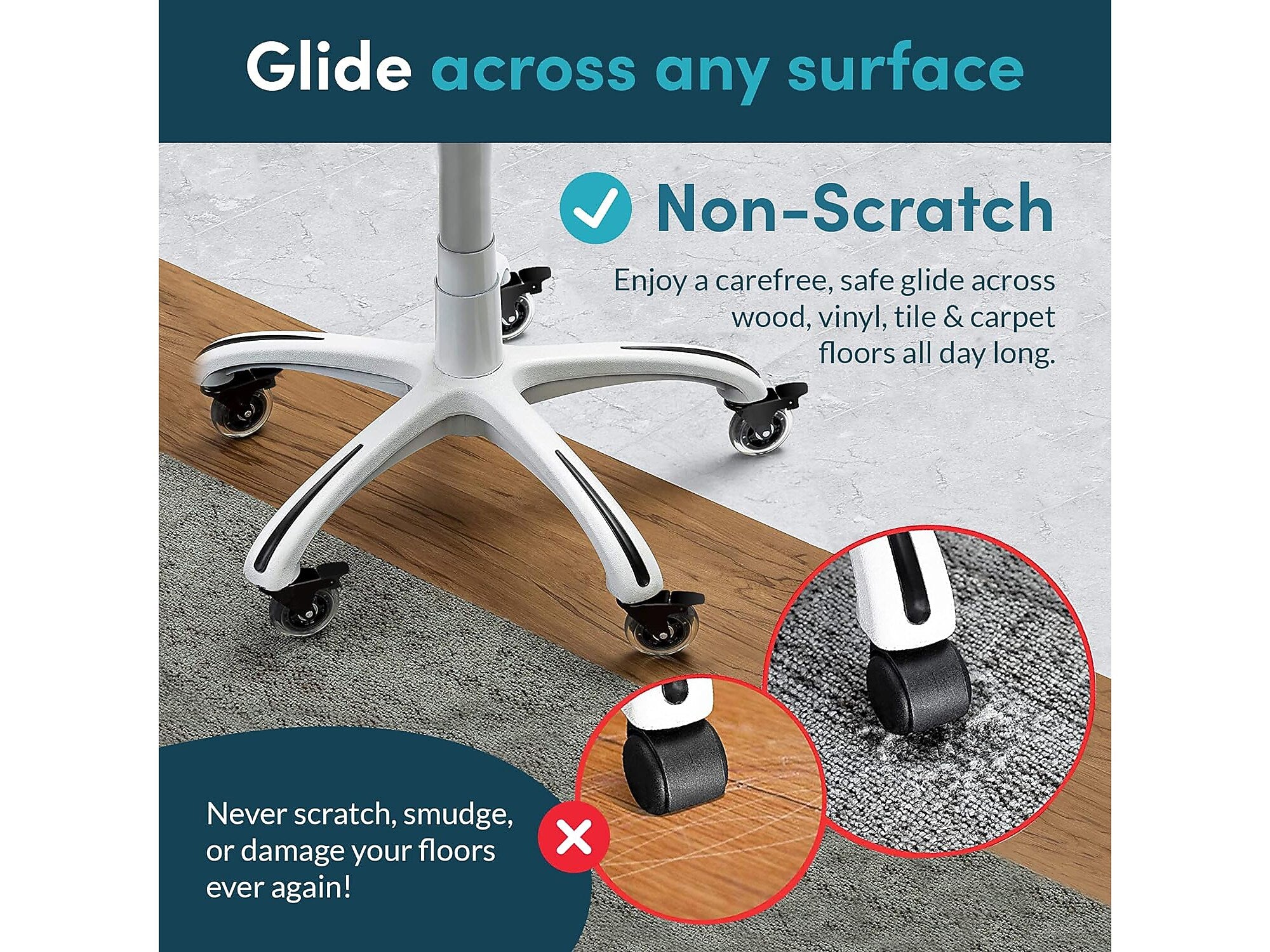 Lifelong Wheels Chair Caster, Clear/Black, 5/Set (B0B8LD3VSW)