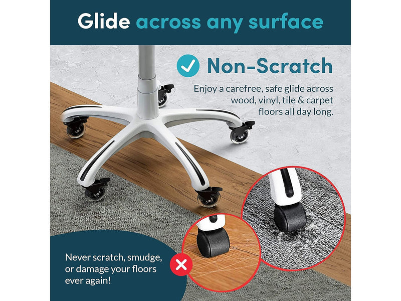 Lifelong Wheels Chair Caster, Clear/Black, 5/Set (B0B8LD3VSW)