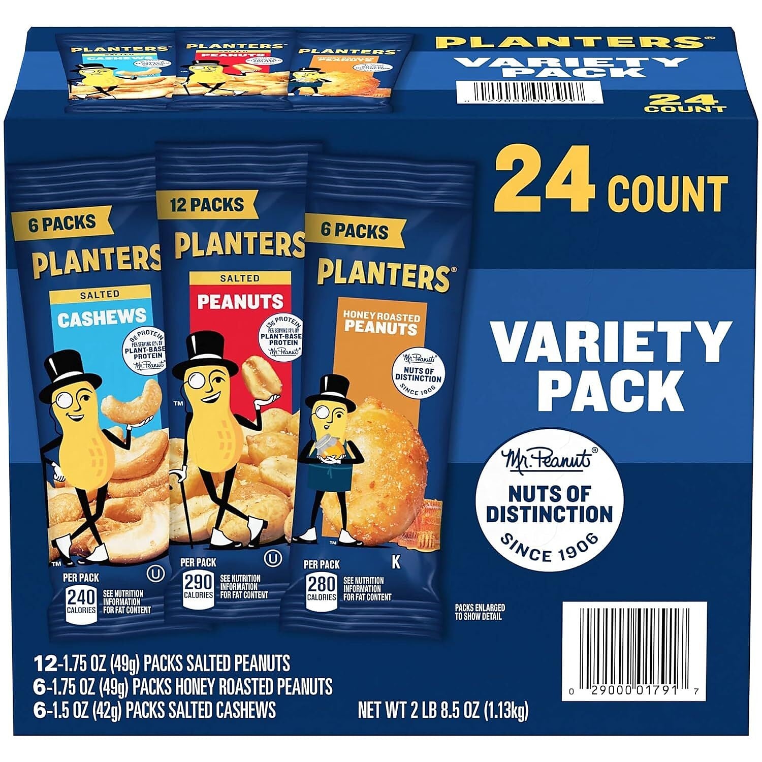 Planters Salted Nuts Variety Pack, 24 Packs/Carton (220-00423)