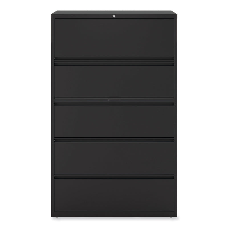 Alera 5-Drawer Lateral File Cabinet, Letter/Legal Size, Lockable, 67.63"H x 42"W x 18.63"D, Black (ALEHLF4267BL)