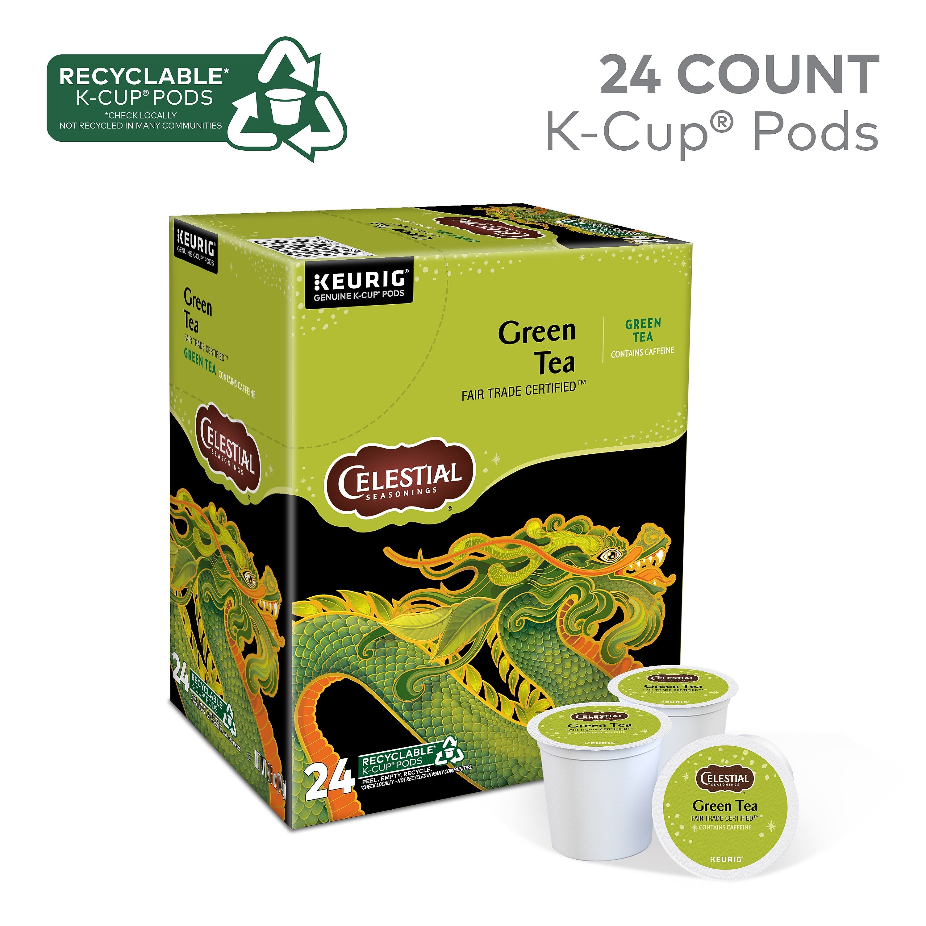 Celestial Seasonings Green Tea, Keurig® K-Cup® Pods, 24/Box (14734)