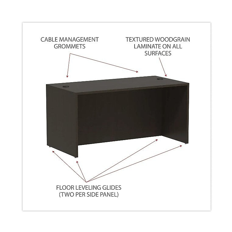 Alera Valencia Series Straight Front Desk Shell, 59 1/8w X 29 1/2d X 29 1/2h, Espresso