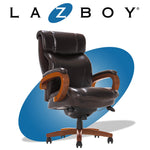 La-Z-Boy Trafford Faux Leather Executive Big & Tall Chair, 400 lb. Capacity, Vino Brown (45782OSS)