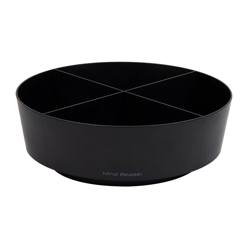 Mind Reader Plastic 4-Compartment Snack Carousel Organizer Snack Tray, Black (LAZSNACK-BLK)