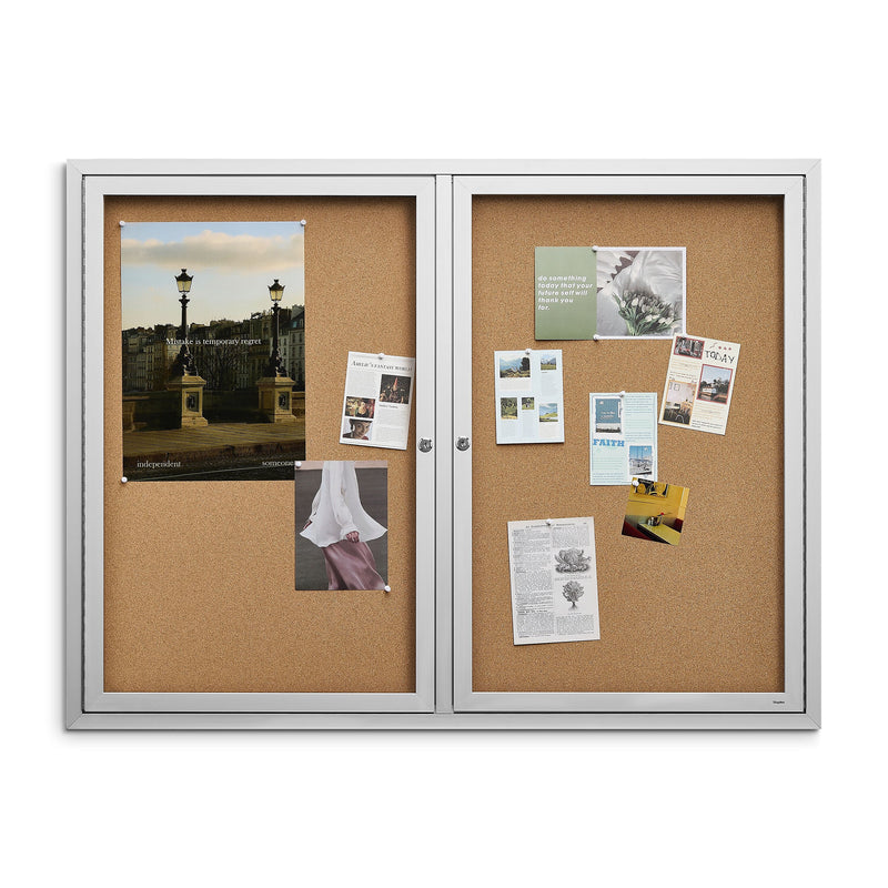 Staples Enclosed Cork Display Board, Aluminum Frame, 4' x 3' (ST61262)