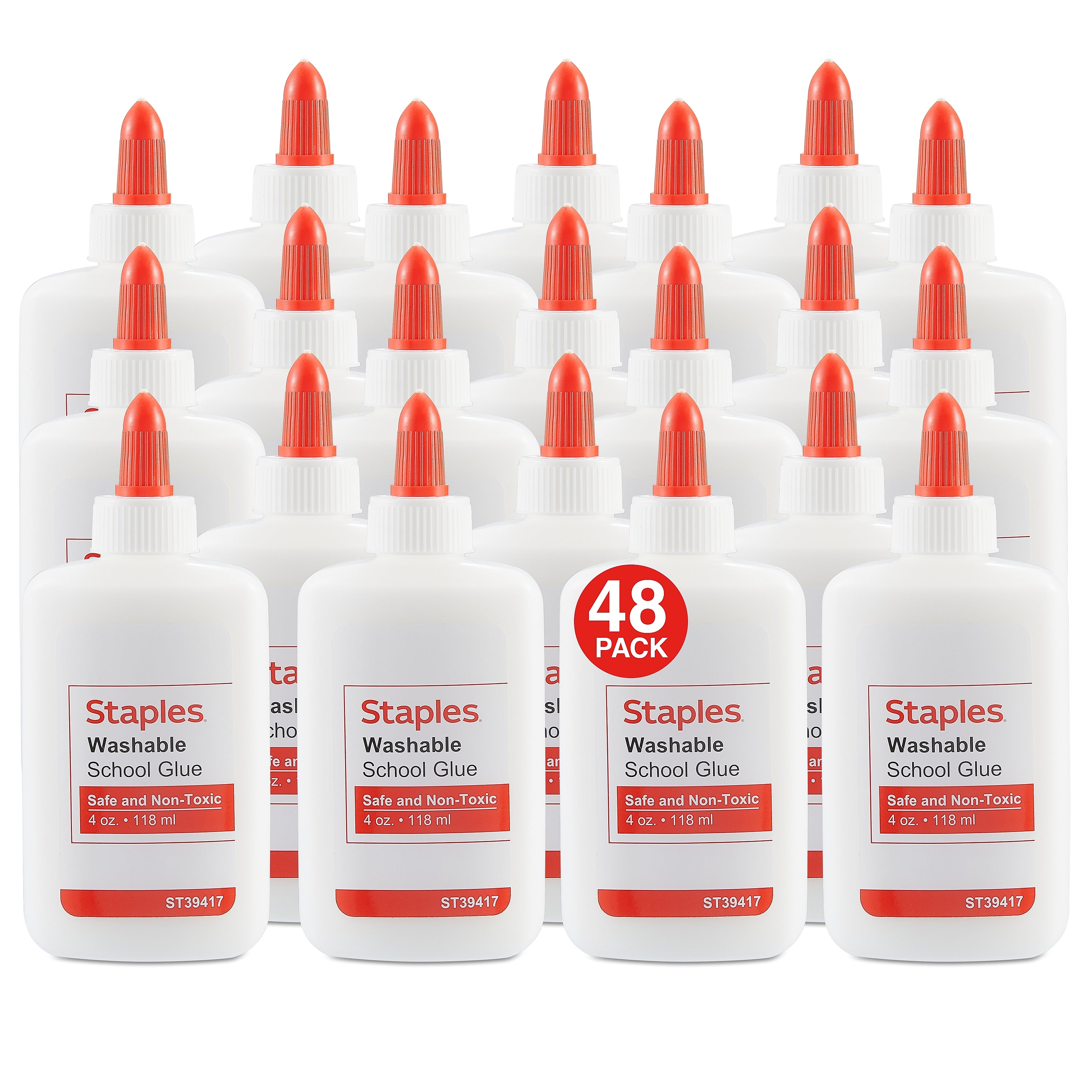 Staples® Washable Liquid School Glue, 4 oz., White, 48/Pack (39417)
