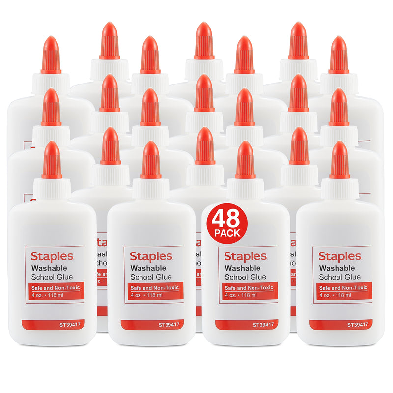 Staples® Washable Liquid School Glue, 4 oz., White, 48/Pack (39417)