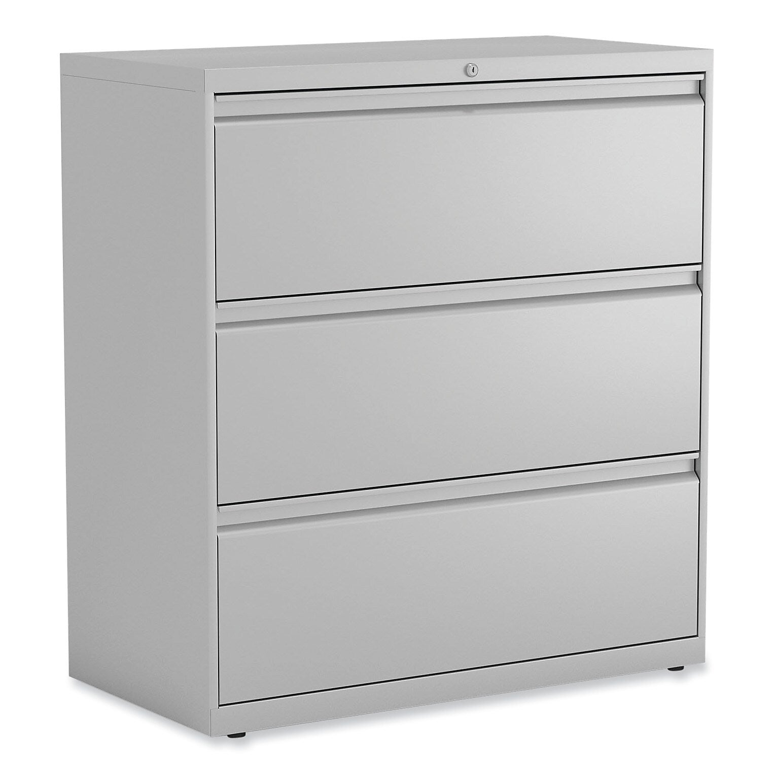 Alera 3-Drawer Lateral File Cabinet, Letter/Legal Size, Lockable, 40.25"H x 36"W x 18.63"D, Light Gray (ALEHLF3641LG)