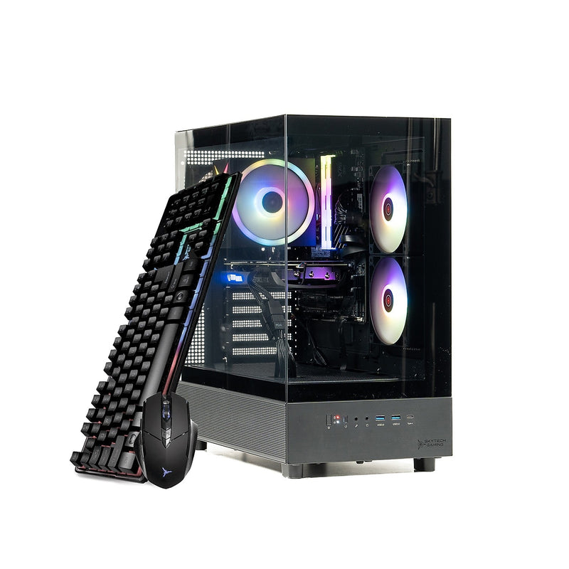 Skyetch Azure 3 Gaming Desktop Computer, NVIDIA Geforce RTX3050, AMD Ryzen 5 5500, 16GB RAM, 1TB SSD, Windows 11, Black