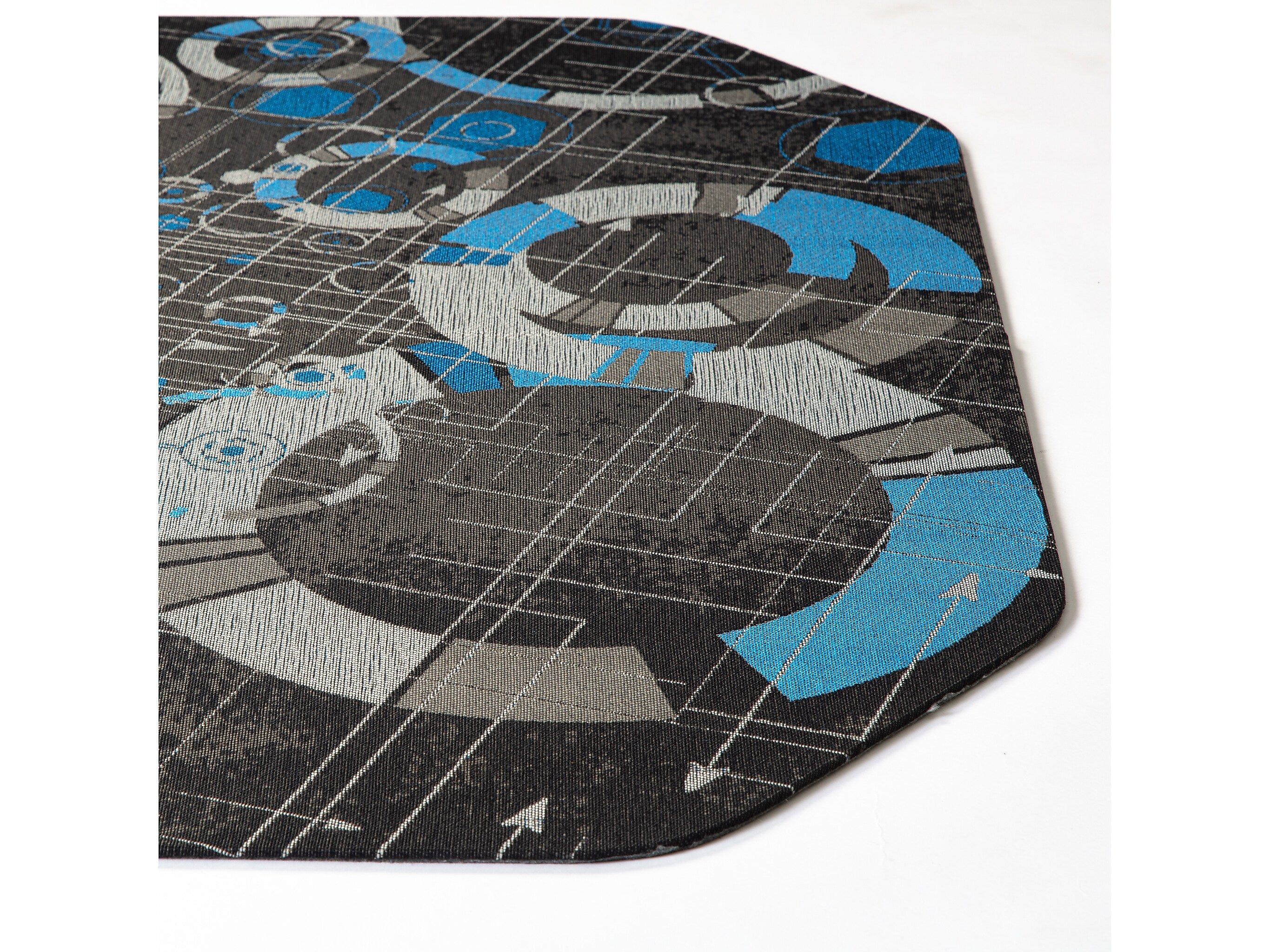 Anji Mountain Rug'd Refracted Carpet & Hard Floor Chair Mat, 36" x 48", Gray/Blue (AMB9112)
