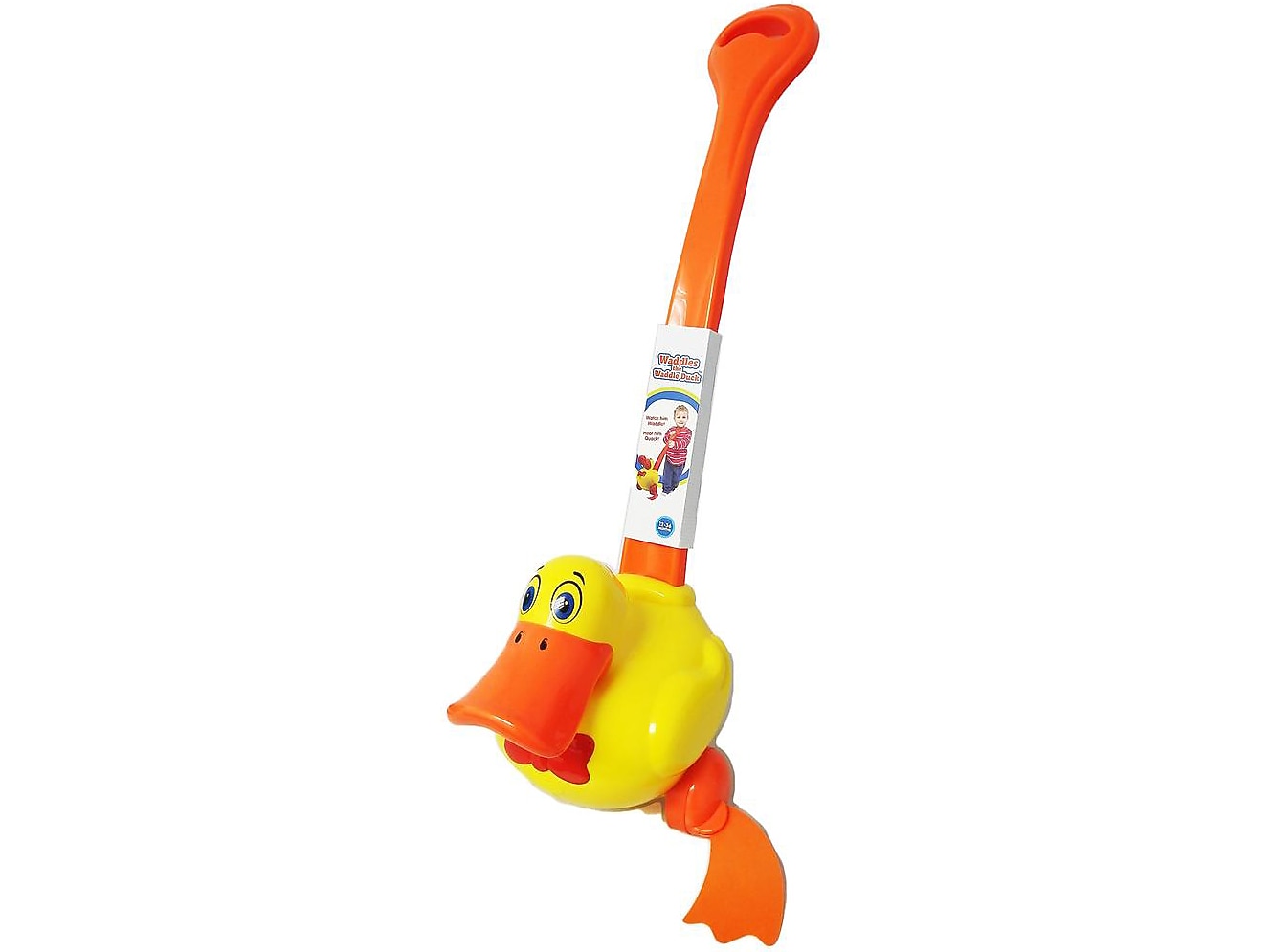 License 2 Play Waddles the Waddle Duck Walking Interactive Push Toy, Yellow/Orange (91152-A)