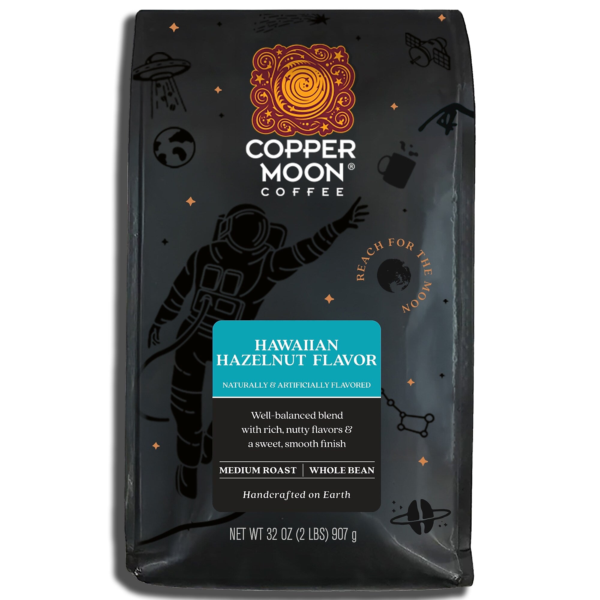Copper Moon Hawaiian Hazelnut Beans Coffee, Medium Roast, 32 oz. (260286)