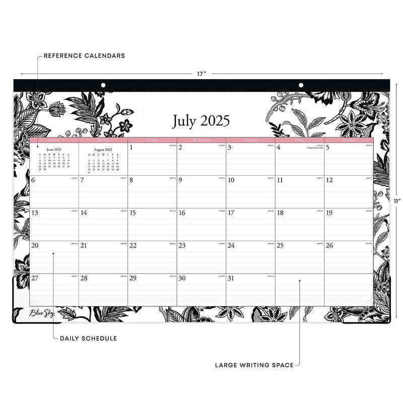 2025-2026 Blue Sky Analeis 17" x 11" Academic Monthly Desk Pad Calendar, Black/White (130617-A26)