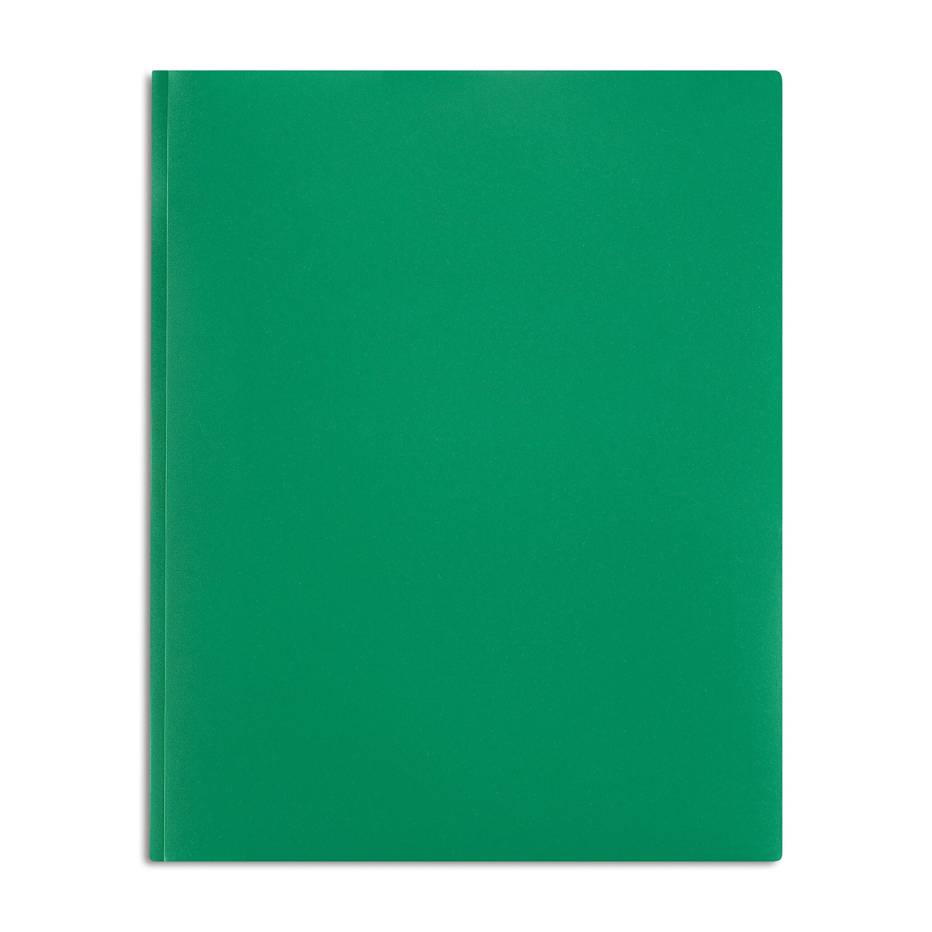 Staples Matte 2-Pocket Plastic Portfolio Folder with Fasteners, Green (ST55476-CC)