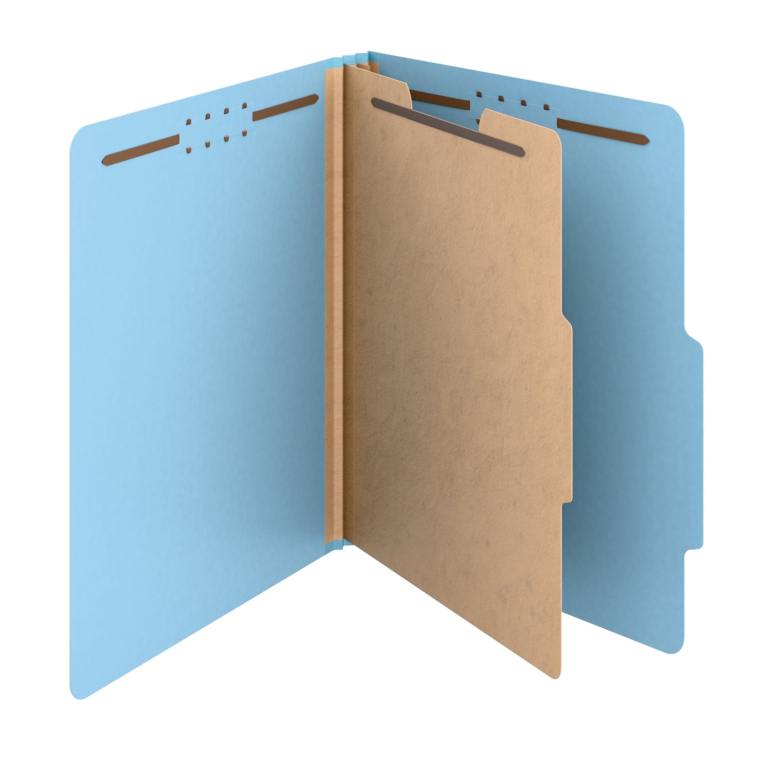 Staples Heavy Duty Pressboard Classification Folder, 1-Divider, 2" Expansion, Letter Size, Light Blue, 10/Pack (ST62740)