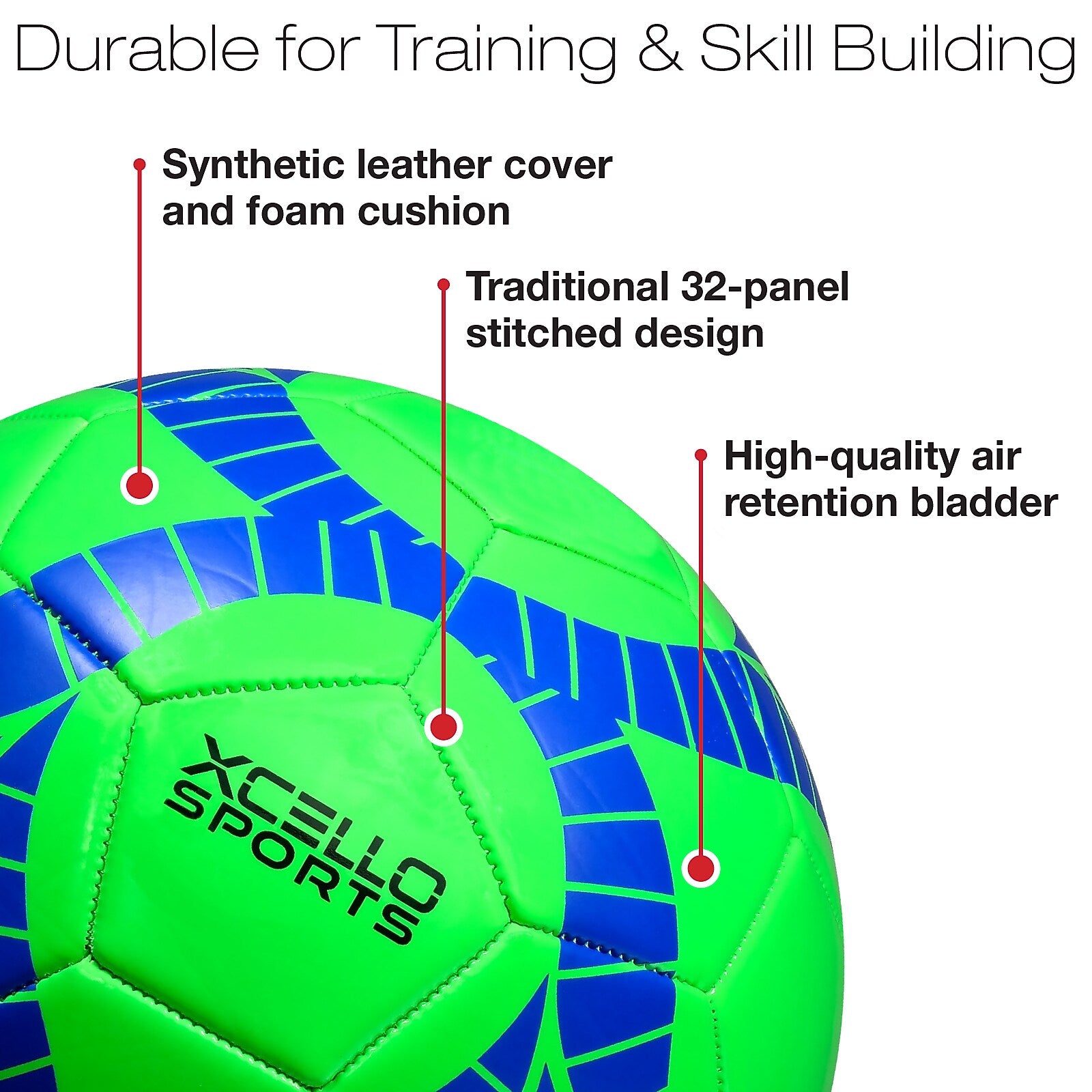 Xcello Sports Size 4 Soccer Balls with Pump, Orange/Green/Navy, 6/Pack (SB-S4-6-ASST-1)