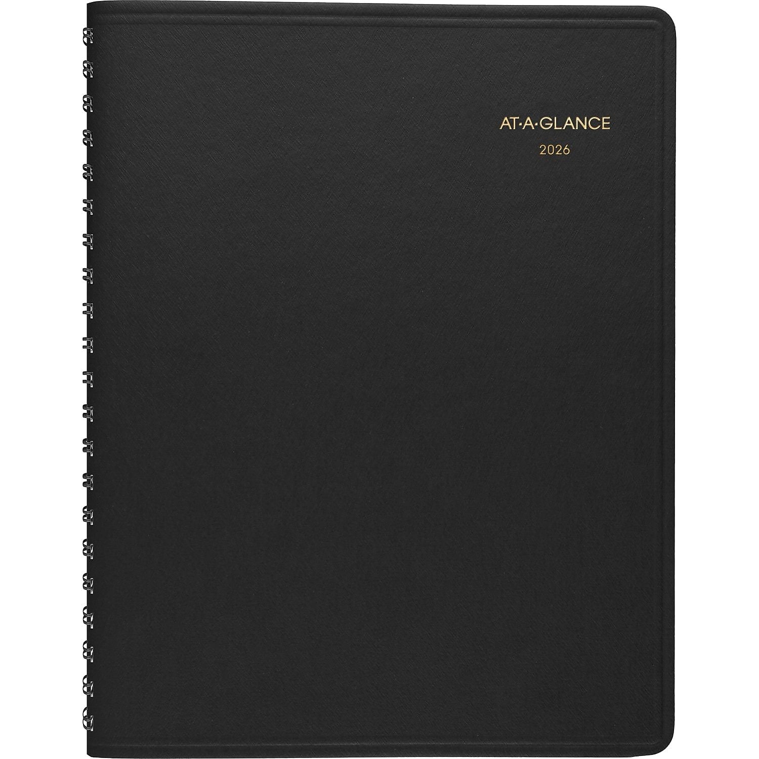 2026 AT-A-GLANCE 8.5" x 11" Daily Appointment Book, Faux Leather Cover, Black (70-222-05-26)
