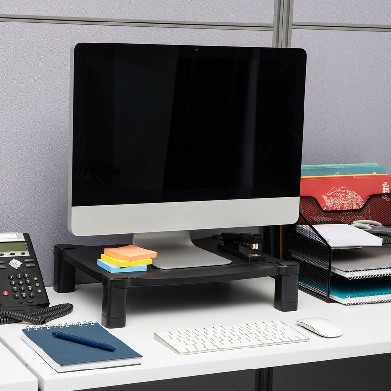 Mind Reader Adjustable Plastic Monitor/Laptop Stand, Black (PLMONST-BLK)