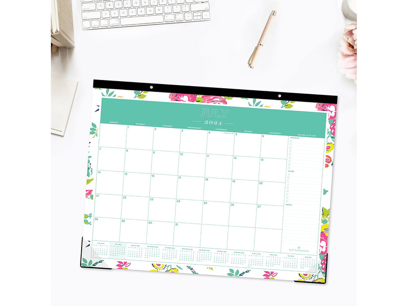 2024-2025 Blue Sky Day Designer Peyton White 22" x 17" Academic Monthly Desk Pad Calendar (107938-A25)