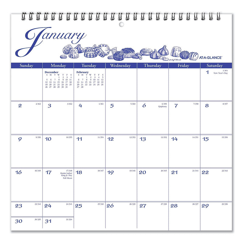 2026 AT-A-GLANCE Illustrator's Edition 12" x 12" Monthly Wall Calendar, White/Blue (AAGG100017)