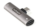 StarTech USB C to USB C /3.5mm Audio Adapter, Male to Female/Female, Gray/Black (CDP235APDM)