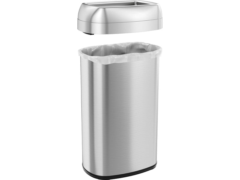 HLS Commercial Stainless Steel Trash Can with Open Lid, 16-Gallon, Silver (HLS16STV)